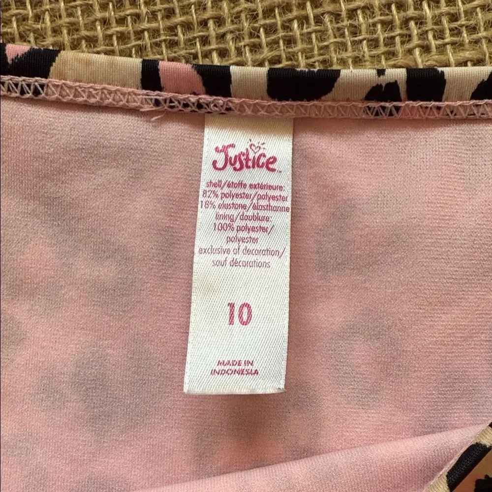 Justice Pink and Black animal print Swimsuit